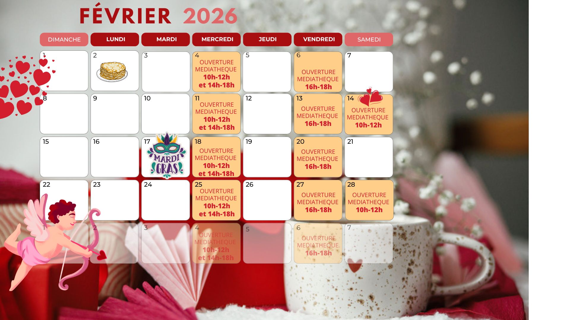 Calendrier février 2026