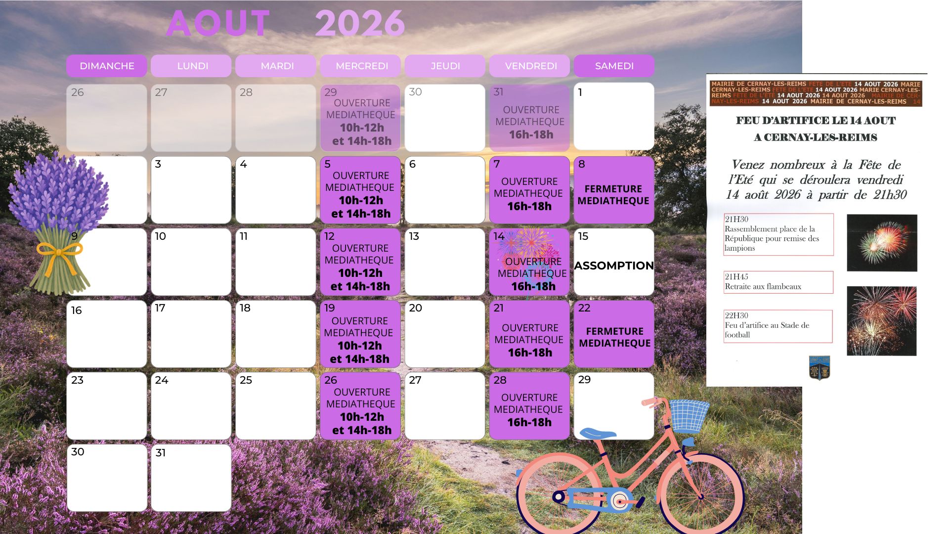Calendrier aout 2026